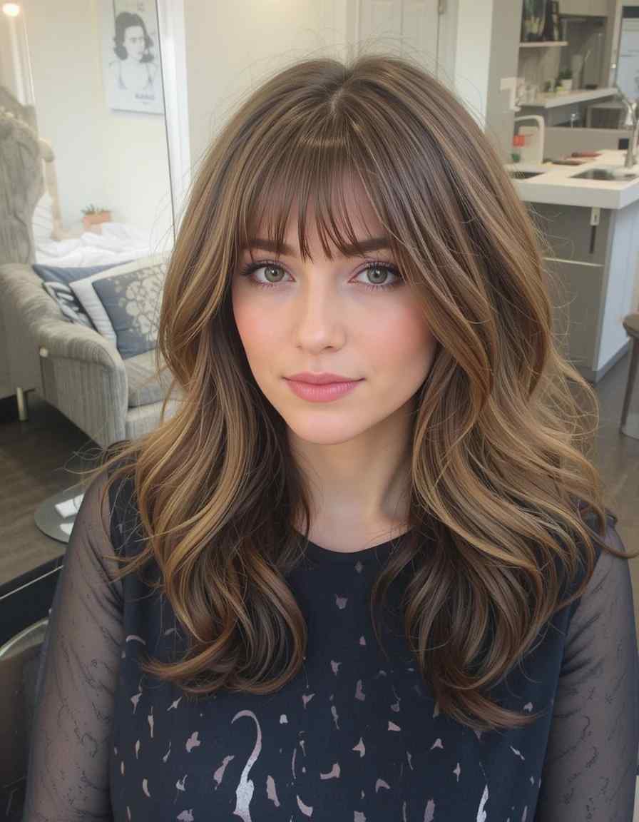 Wavy Lob with Curtain Bangs Wavy Lob with Curtain Bangs
